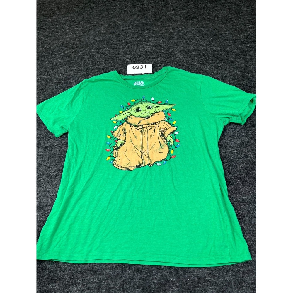 Star Wars T Shirt Mens 2XL Green Cotton Grogu Baby Yoda Graphic Print Crew Neck